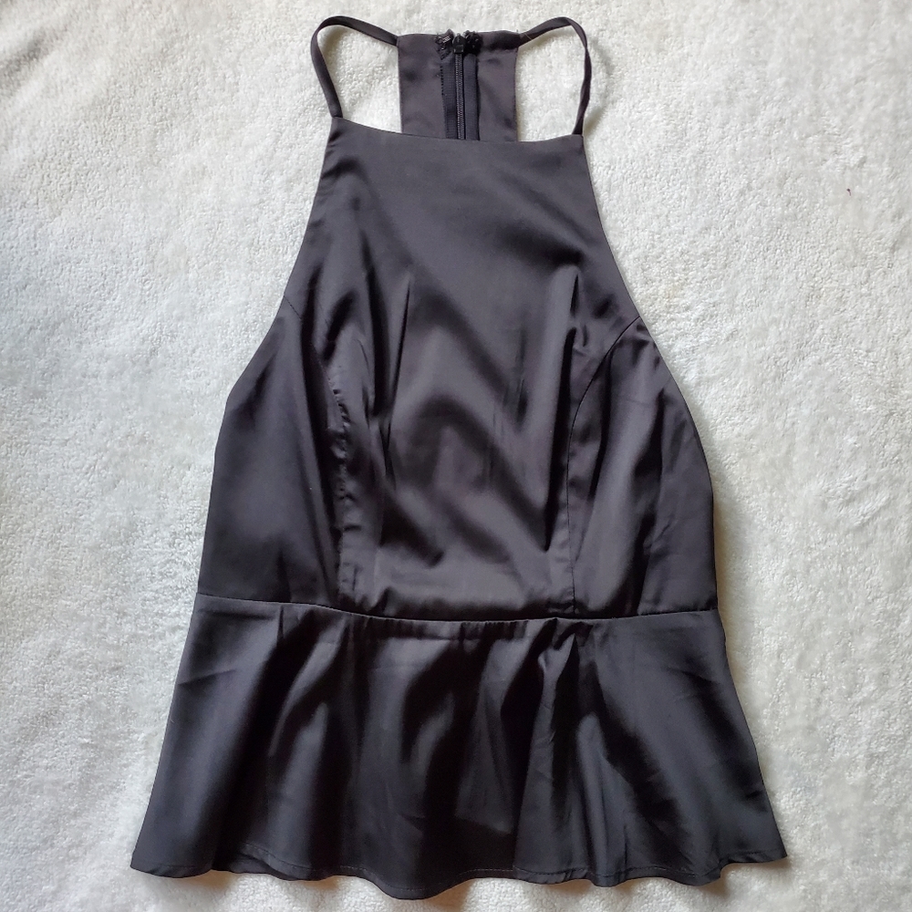 Black High Neck Satiny Top ☻️